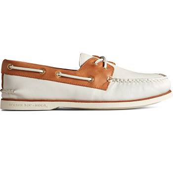 Sperry Gold Cup Authentic Original Cross Lace Biele - Panske Mokasíny